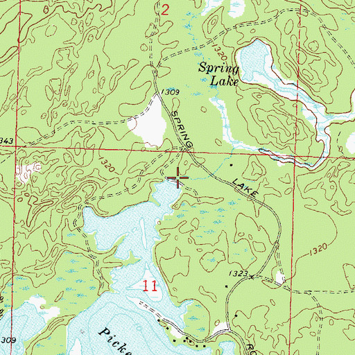 Topographic Map of Pickerel Lake 2, WI