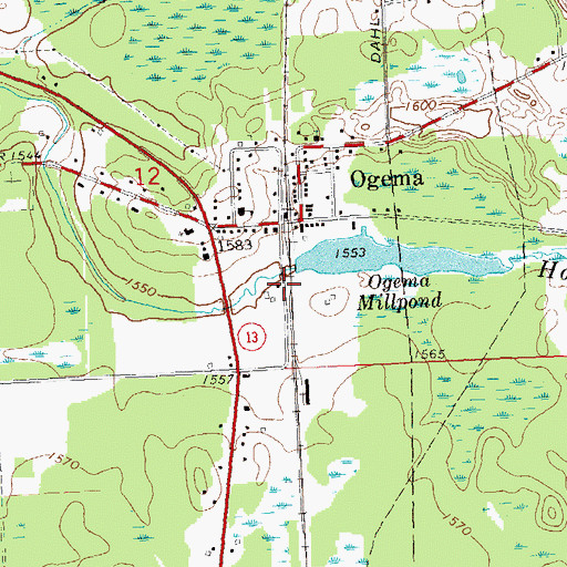 Topographic Map of Ogema Dam, WI