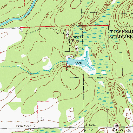 Topographic Map of Town Corners Wildlife Flowage E12.67 Dam, WI