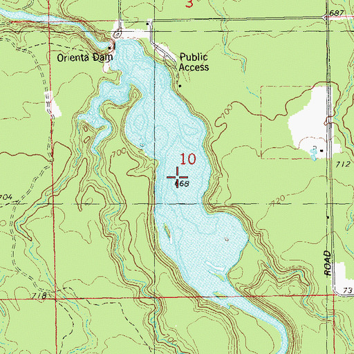 Topographic Map of Orienta Flowage (historical), WI