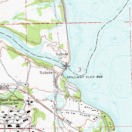 Topographic Map of Lake Wissota 5548, WI