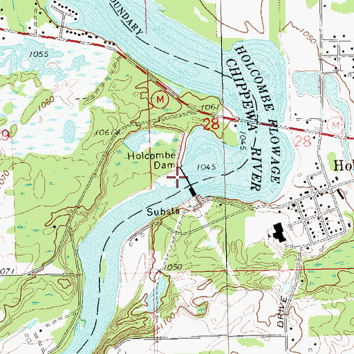 Topographic Map of Holcombe 2WP723 Dam, WI