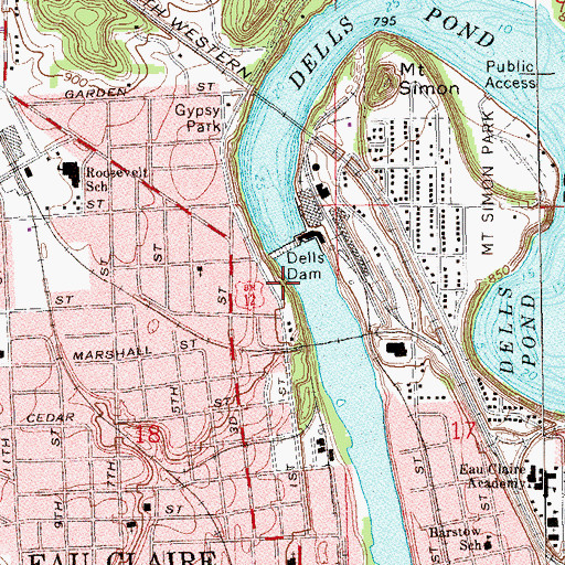 Topographic Map of Big Dells Pond 5752, WI