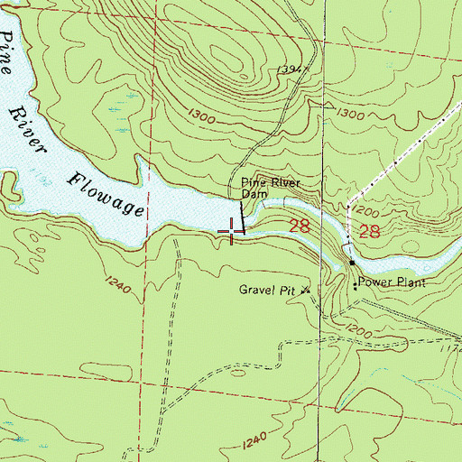 Topographic Map of Pine River Flowage 543, WI