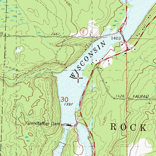 Topographic Map of Grandfather Flowage 2295, WI