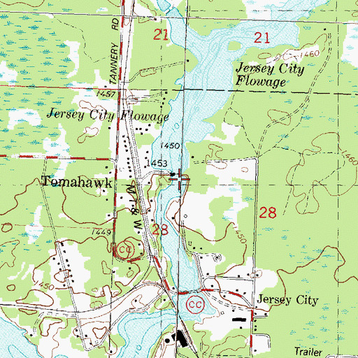 Topographic Map of Jersey City Flowage 557, WI