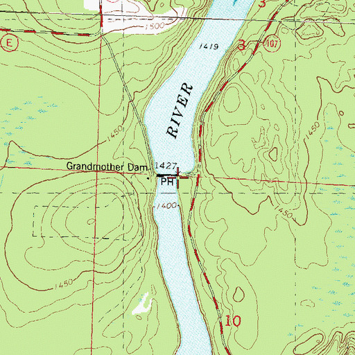 Topographic Map of Grandmother Falls WP185 Dam, WI