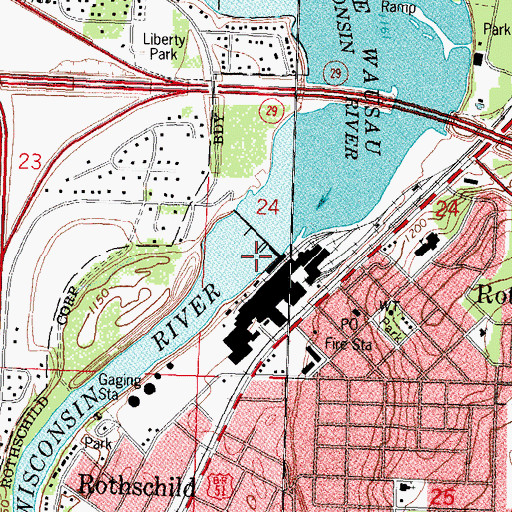Topographic Map of Rothschild 1903C155 Dam, WI