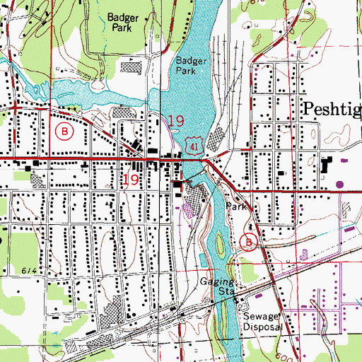 Topographic Map of Peshtigo 1843C36 Dam, WI