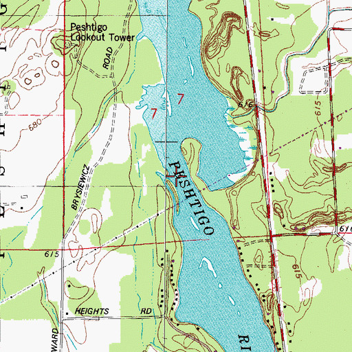 Topographic Map of Peshtigo Flowage 1086, WI