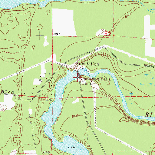 Topographic Map of Johnson Falls WP 153 Dam, WI