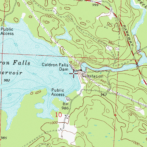 Topographic Map of Caldron Falls Reservoir 496, WI