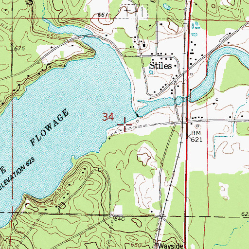 Topographic Map of Stiles 2WP550 Dam, WI