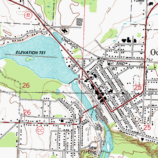 Topographic Map of Upper Oconto Falls WP98 Dam, WI