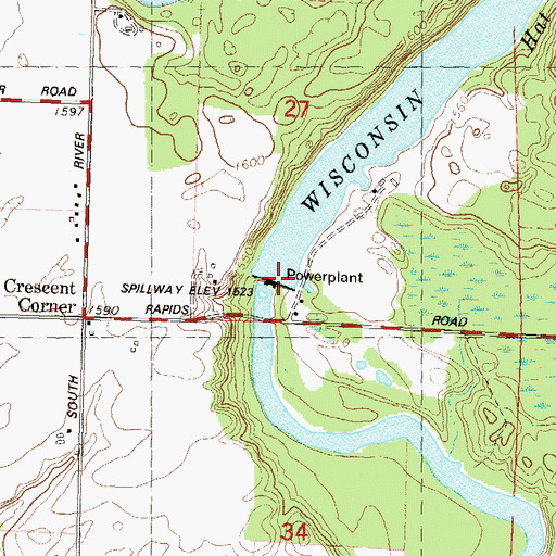 Topographic Map of Hat Rapids 1903c239 Dam, WI