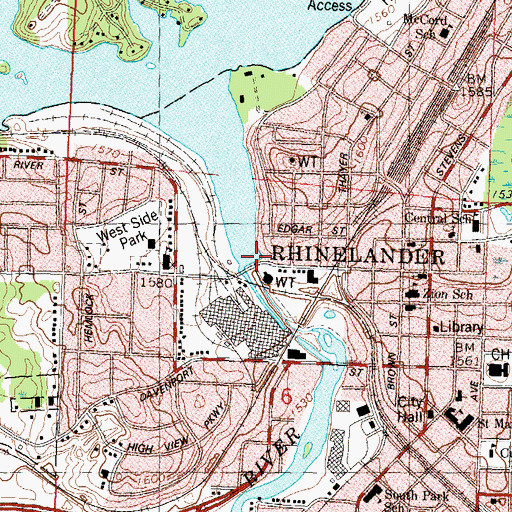 Topographic Map of Rhinelander 1907C280 Dam, WI