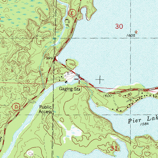 Topographic Map of Rainbow Flowage 740, WI
