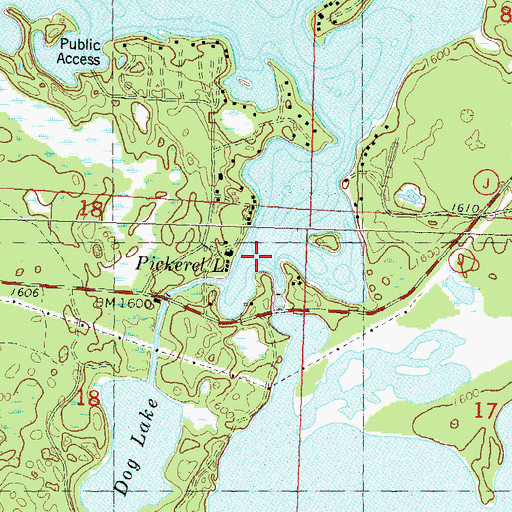 Topographic Map of Pickerel Lake, WI