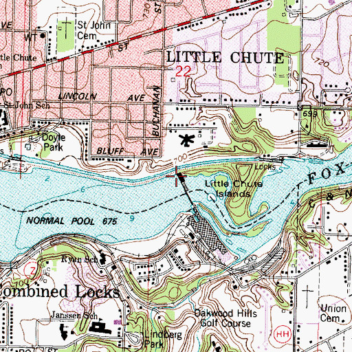 Topographic Map of 6223 Reservoir, WI