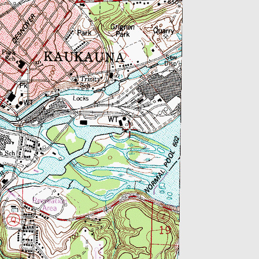 Topographic Map of Lower Kaukauna 2-Wp-381 Dam, WI