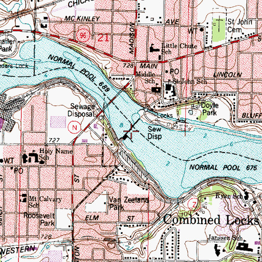 Topographic Map of Little Chute 1856c112 Dam, WI