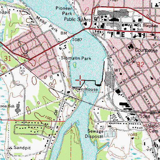 Topographic Map of Wisconsin River Flowage 4964, WI