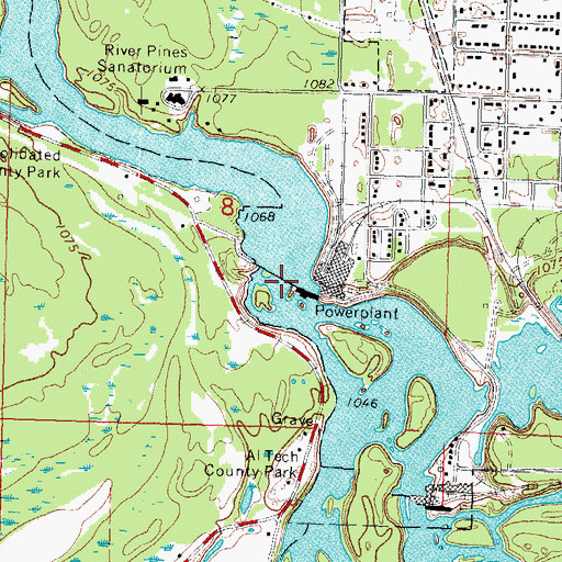 Topographic Map of Upper Paper Mill WP235 Dam, WI