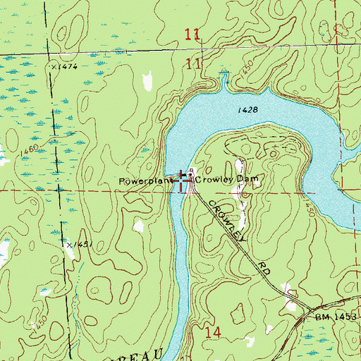 Topographic Map of Crowley Flowage 802, WI