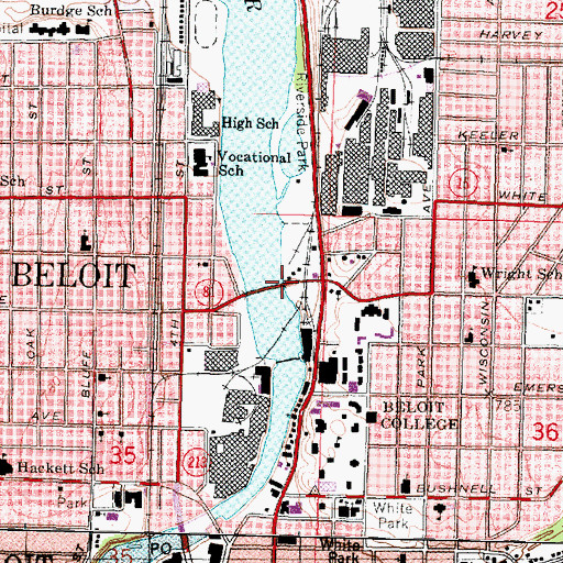 Topographic Map of Beloit Dam, WI