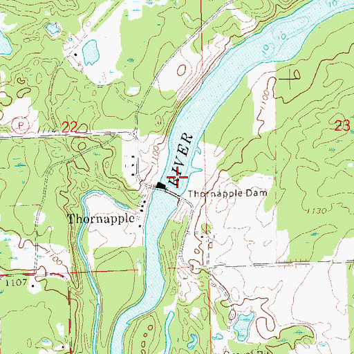 Topographic Map of Thornapple Flowage 1965, WI