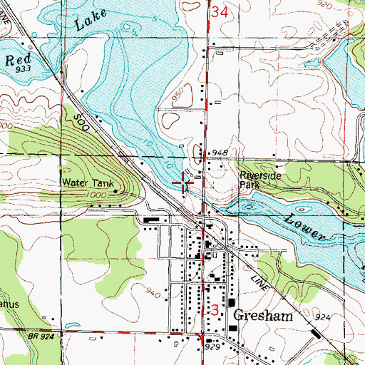 Topographic Map of Gresham 2WP 1540 Dam, WI