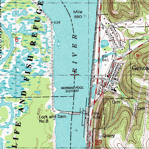 Topographic Map of Pool 8, WI