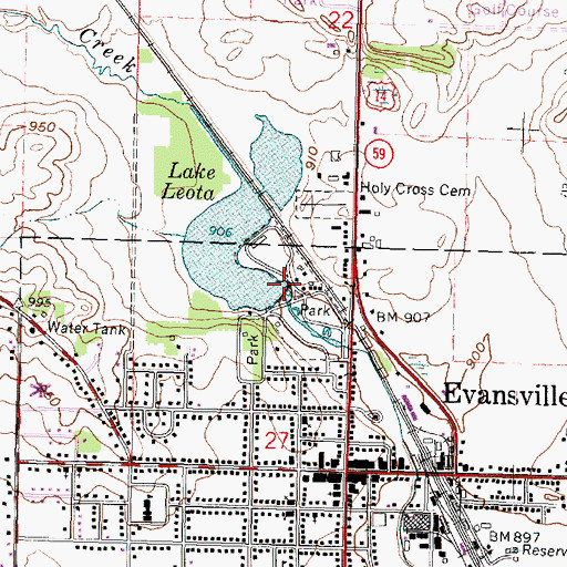 Topographic Map of Lake Leota 3WR1965 Dam, WI