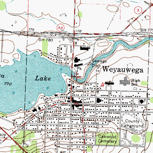 Topographic Map of Weyauwega WP137 Dam, WI