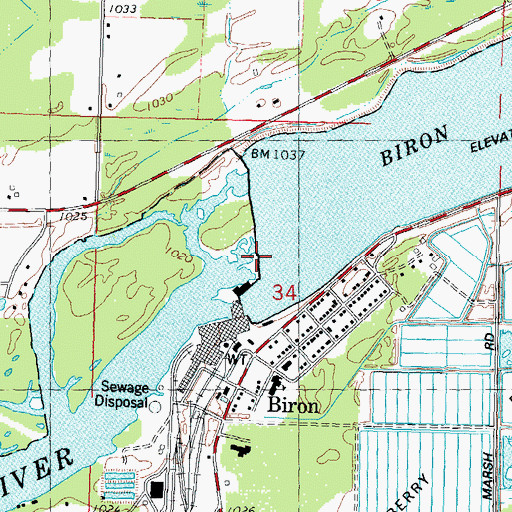 Topographic Map of Biron 2WP71 Dam, WI