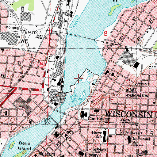 Topographic Map of Wisconsin Rapids 2WP44 Dam, WI