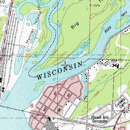 Topographic Map of Wisconsin Rapids Flowage 5391, WI