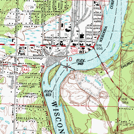 Topographic Map of Nekoosa WP348 Dam, WI