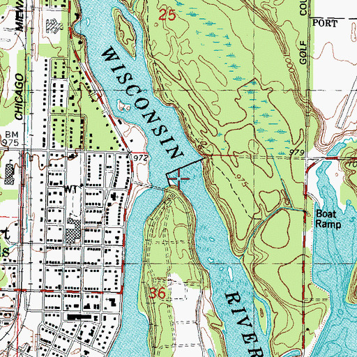 Topographic Map of Port Edwards Flowage 5405, WI