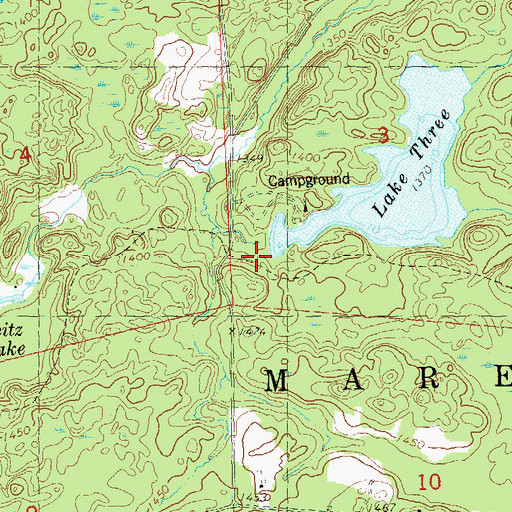 Topographic Map of Lake Three 1, WI