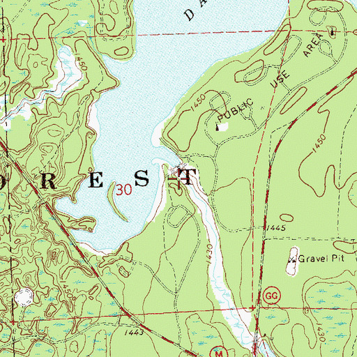 Topographic Map of Day Dam, WI