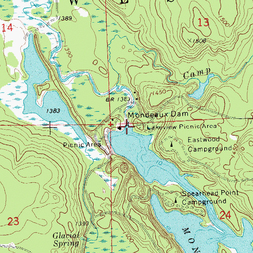 Topographic Map of Mondeaux River 2WP262 Dam, WI