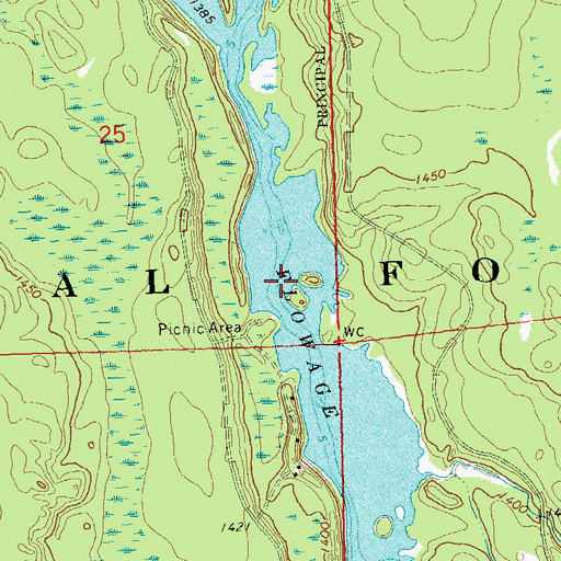 Topographic Map of Mondeaux Flowage, WI