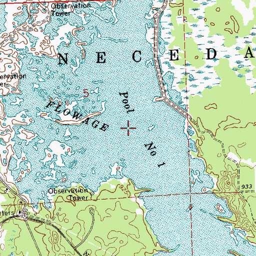 Topographic Map of Rynearson Flowage 1, WI