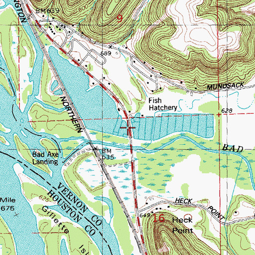 Topographic Map of Genoa Fish Hatchery Pond 3 Dam, WI