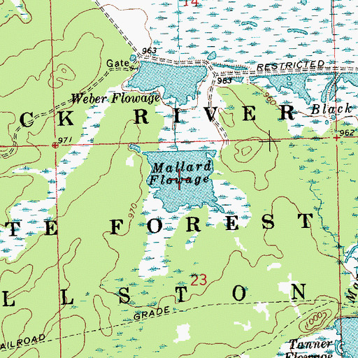 Topographic Map of Mallard Flowage, WI