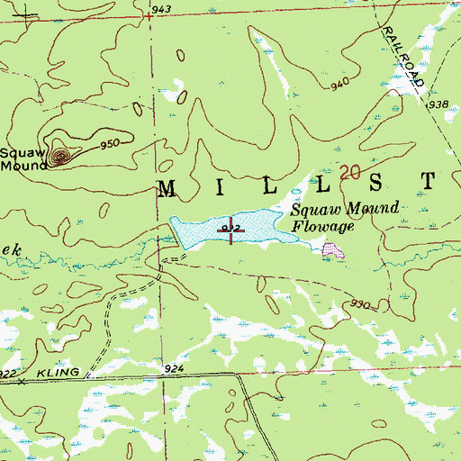 Topographic Map of Squaw Mound Flowage, WI