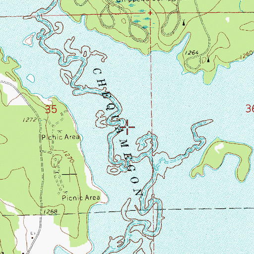Topographic Map of Chequamegon Waters Flowage, WI
