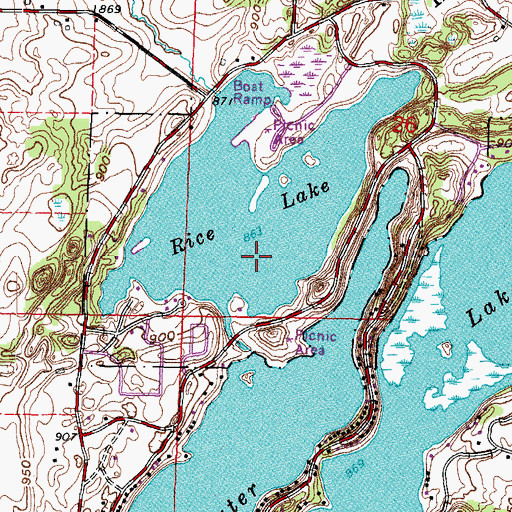 Topographic Map of Rice Lake, WI