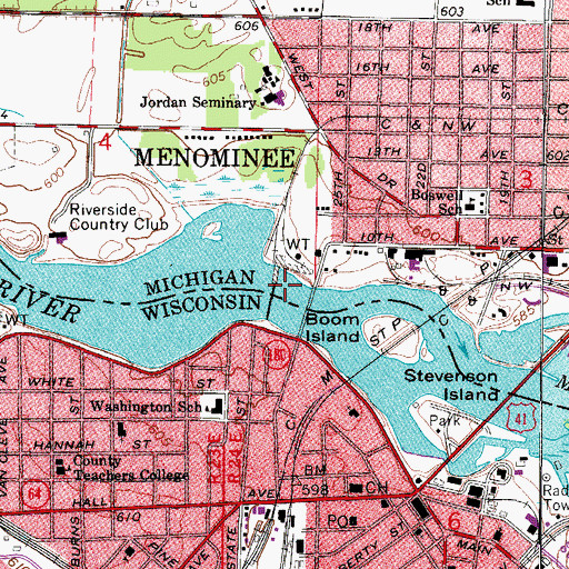 Topographic Map of First Marinette Dam, WI